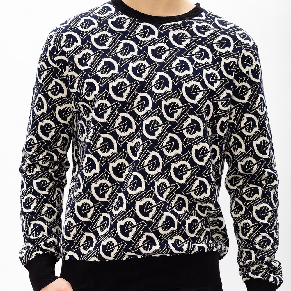 MONCLER Logo-Jacquard Cotton GIROCOLLO TRICOT CREW NECK